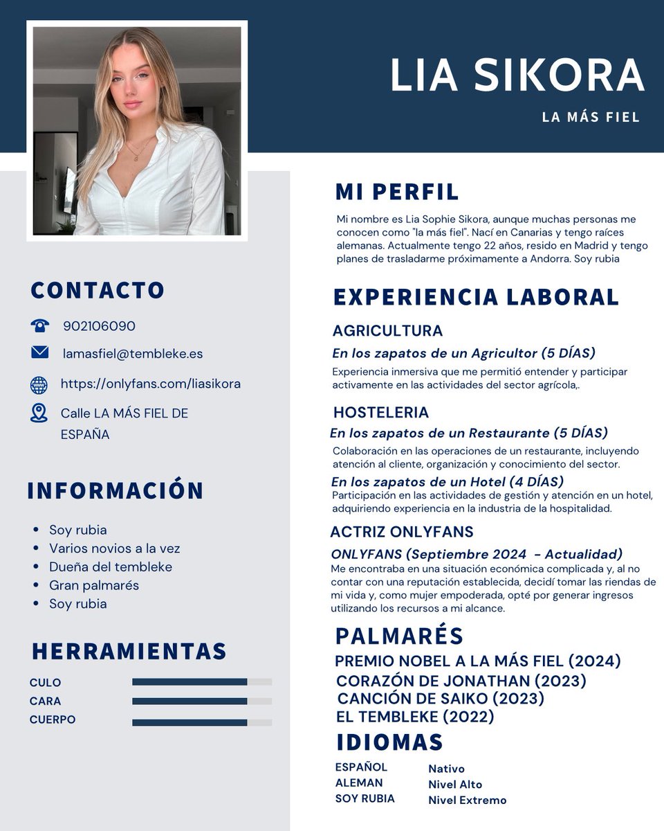 CURRÍCULUM DE LÍA SIKORA

espero que os guste lo he hecho con cariño y amor