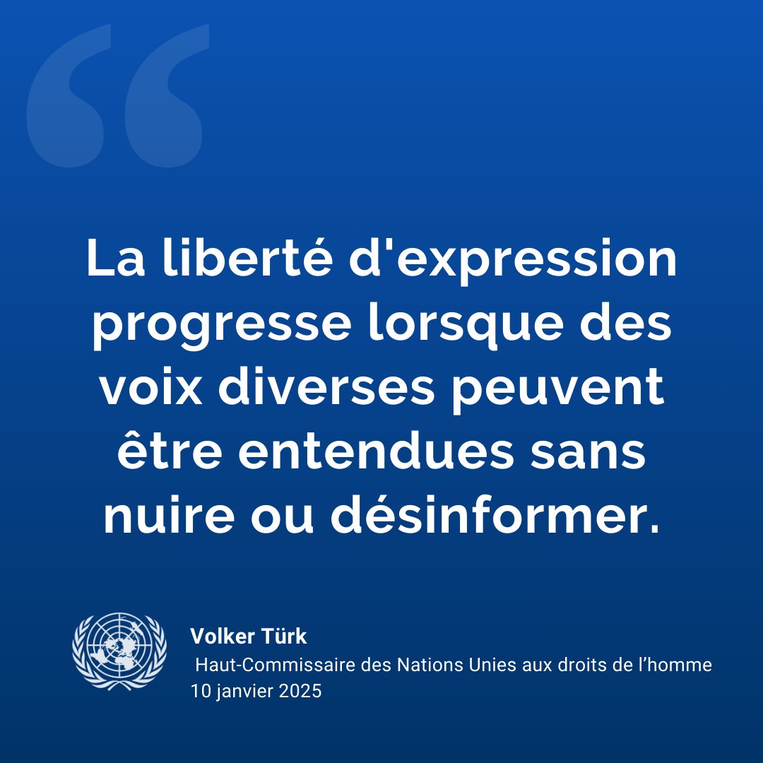 « Autoriser les discours de haine et les contenus malfaisants en ligne a des conséquences concrètes.

Réglementer ces contenus n’est pas de la censure. »

<a href="/volker_turk/">Volker Türk</a>, le chef des <a href="/UNHumanRights/">UN Human Rights</a> appelle à la responsabilité et la gouvernance dans l'espace numérique.