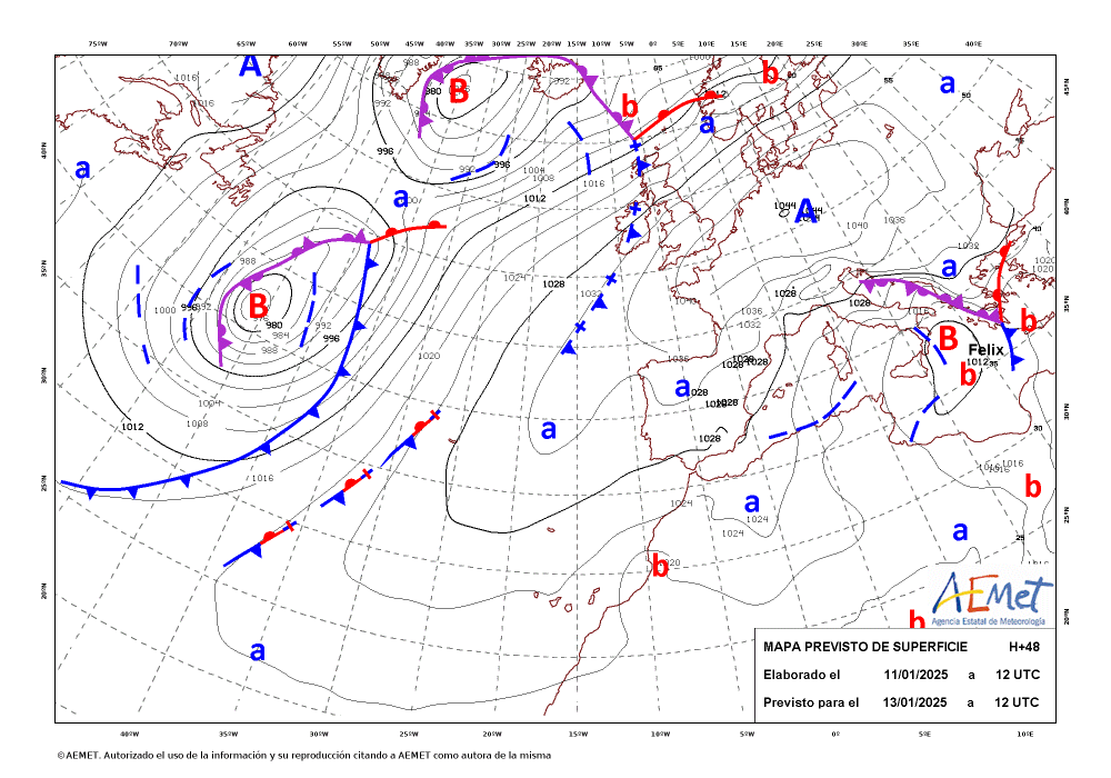 crballesteros's tweet photo. #ClimaEnMapas. Mapas de superficie previstos para H+48, H+60 y H+72, obtenidos de #AemetOpenData.
https://t.co/IsdPiSLOSM https://t.co/M3h5NmOhc4