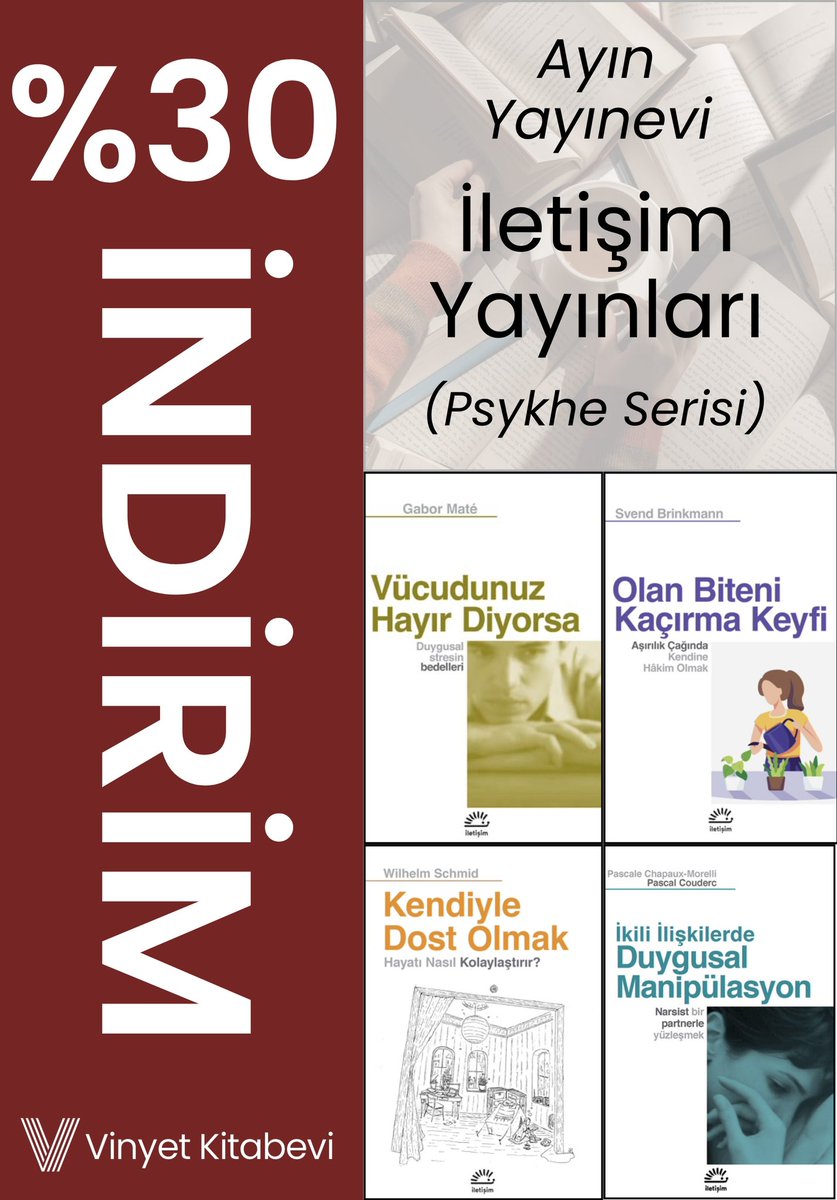 vinyetkitabevi's tweet photo. 📣 KAMPANYA 📣
Kitabevimizde Ocak ayı boyunca İletişim Yayınları Psykhe kitapları %30 İNDİRİMLİ. Bu fırsattan yararlanmak için Vinyet Kitabevi’ni ziyaret edebilirsin.
.
.
#vinyetkitabevi #kitapkampanyası #kitabevi #vinyetkitap #iletişimyayınları #psykhe #kitaplar #kitapokumak https://t.co/O6WBj3Pi51