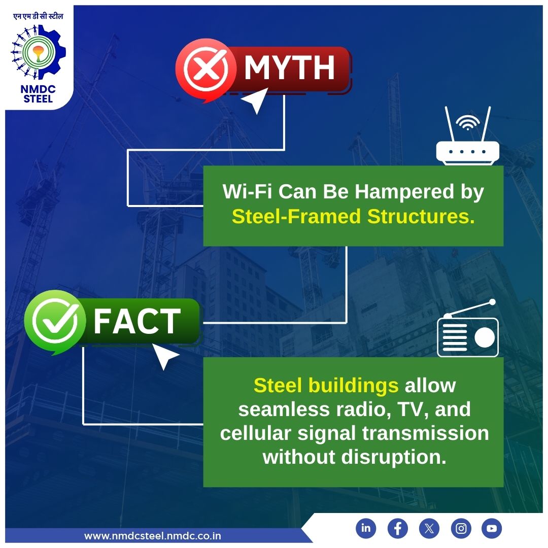 NMDCSteelLtd's tweet image. #Steelstructures are resilient and long-lasting. They’re now thoughtfully designed to enhance wireless connectivity, ensuring a seamless and smarter experience for staying connected today.  
#SmartInfrastructure #ArchitecturalDesign #WirelessConnectivity #SignalFlow