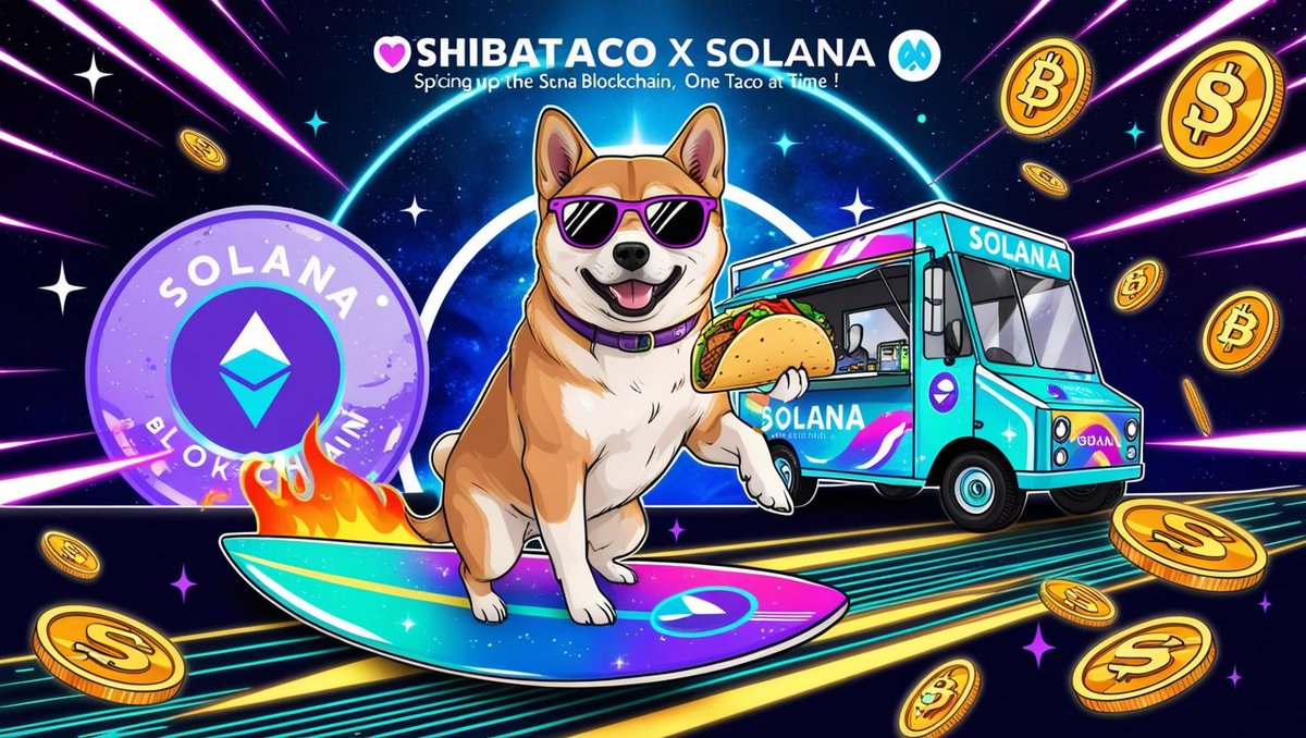 ShibaTacoCoin's tweet photo. 🌮🔥 Big news, crypto fam! 🐕‍🔥🚀

$ShibaTaco is bringing the SPICE to Solana! 🌌⚡ Faster transactions, lower fees, and the hottest MEME COIN vibe you’ve ever seen. 🌶️💎

Get ready with tacos, memes, and unstoppable energy! 🛸🌮 Launch coming soon.  #ShibaTaco #Solana #memecoin https://t.co/xILsdvCmWy