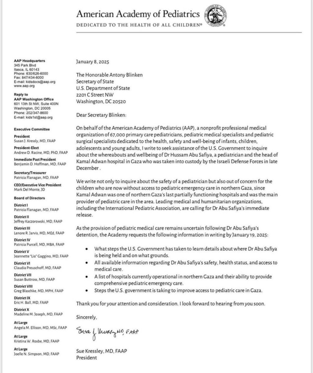 Systemic health genocide implemented on the Gaza Strip —> ‘Medicide’

#FreeDrHussamAbuSafiyeh 
<a href="/AmerAcadPeds/">American Academy of Pediatrics</a>