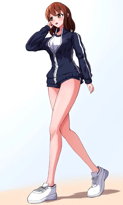 体操服姿で歩く彩乃ちゃん#イラスト #うちの子 #一次創作 