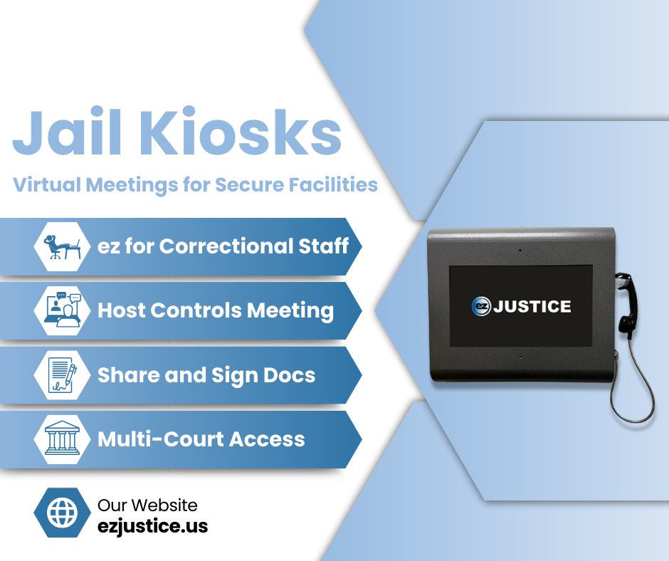 ezJustice_'s tweet image. Empower your facility with cutting-edge solutions designed to enhance efficiency and security.

🔗 Learn more at ezjustice.us/jailkiosk

#ezJustice #JailKiosk #CorrectionsTech #ModernJustice #StreamlineProcesses