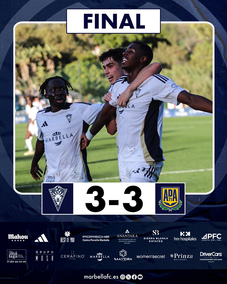🏁 𝗙𝗜𝗡𝗔𝗟 

3️⃣ Marbella FC 
3️⃣ AD Alcorcón 

⚽️ Genar (57')
⚽️ Callejón (83')
⚽️ Dorian Junior (94')