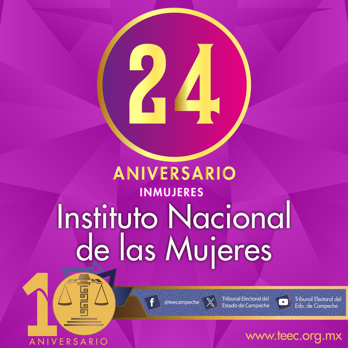 teecampeche's tweet photo. 12 de enero | Aniversario de la creación del otrora #INMUJERES por sus 24 años de vida institucional. https://t.co/TgGUtRpdgU