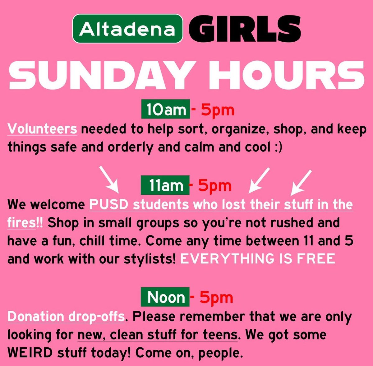 kenzie__xcx's tweet photo. avery, an eighth grader, organized altadena girls for her and her classmates who lost their school and some lost their homes due to the eaton fire. you can mail in donations please share or donate if you can ❤️‍🩹 https://t.co/56EocCOWeb