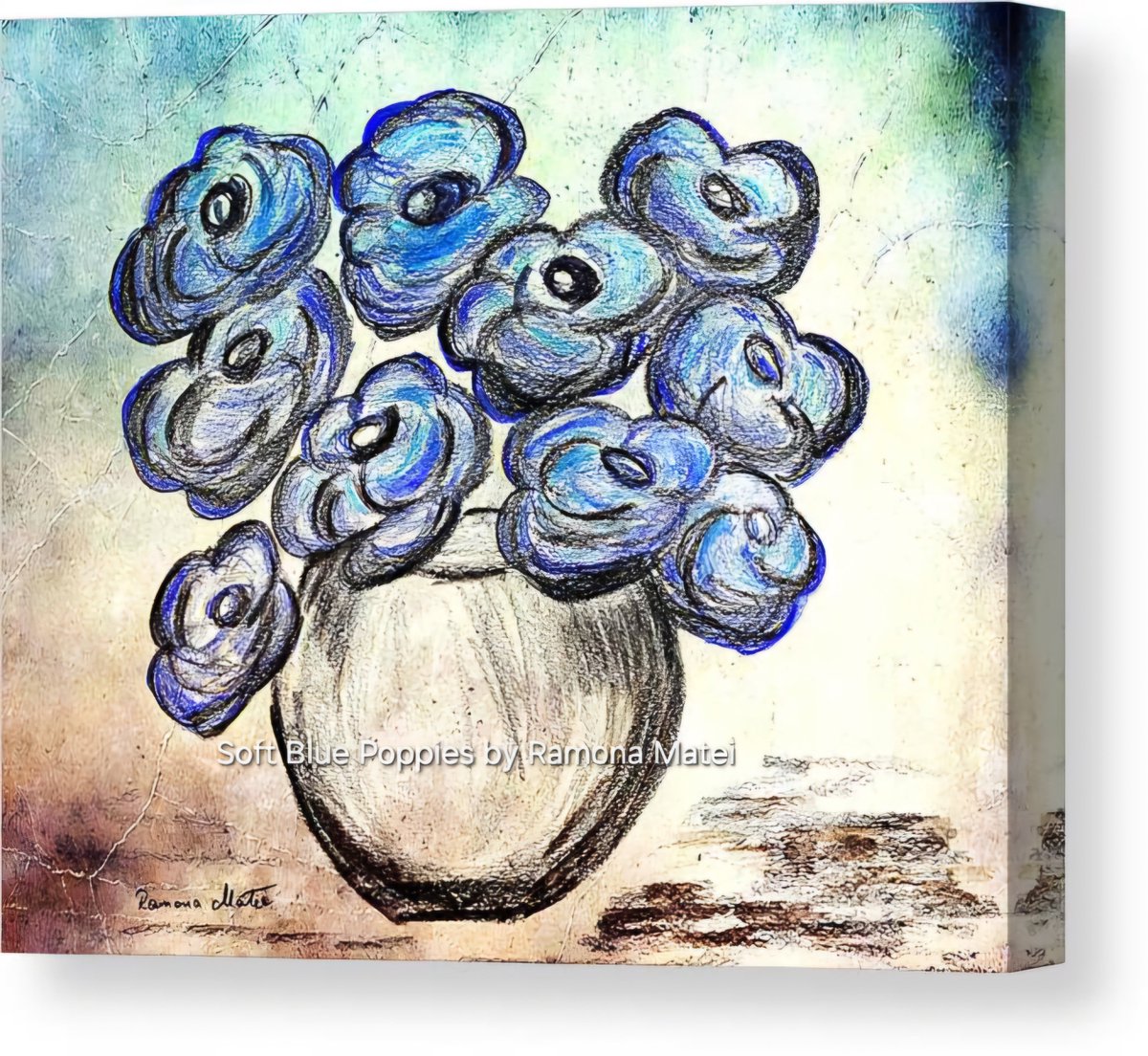 #BluePoppies 
fineartamerica.com/featured/soft-…
#blue #canvas #art by #ramonamateiart
