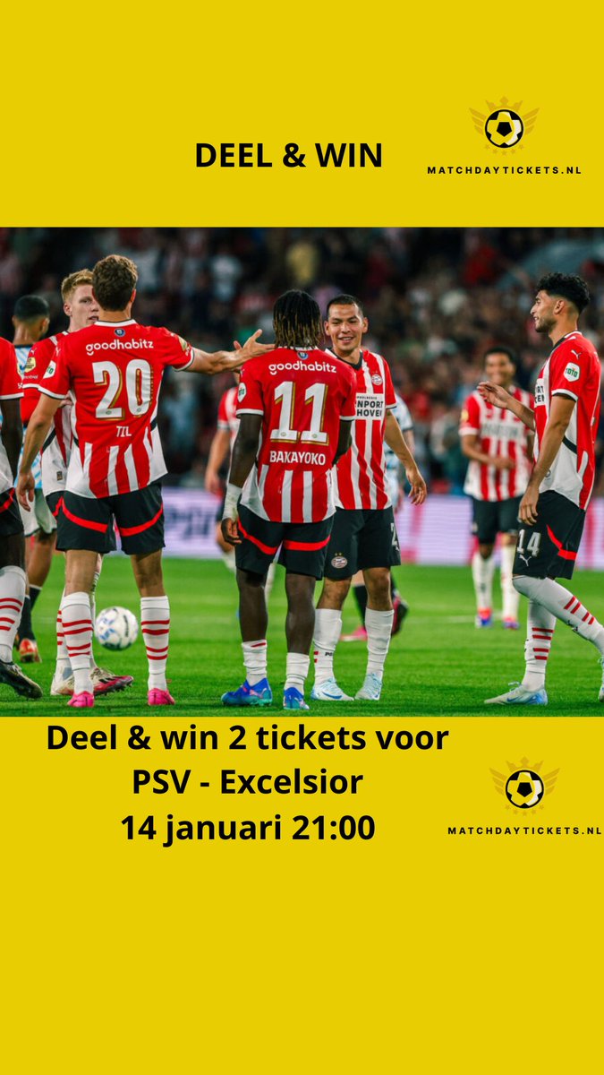 Matchdayticket_'s tweet photo. Deel &amp; Win

Deel dit bericht, volg deze pagina &amp; win 2 tickets voor PSV - Excelsior op 14 januari.

Wat moet je doen?
- Deel dit bericht
- Volg deze pagina

De winnaar wordt maandag 13 januari om 19:00u bekendgemaakt.

#psveindhoven #excelsior #knvbbeker #psvexc @supverpsv https://t.co/0wNwjcX674