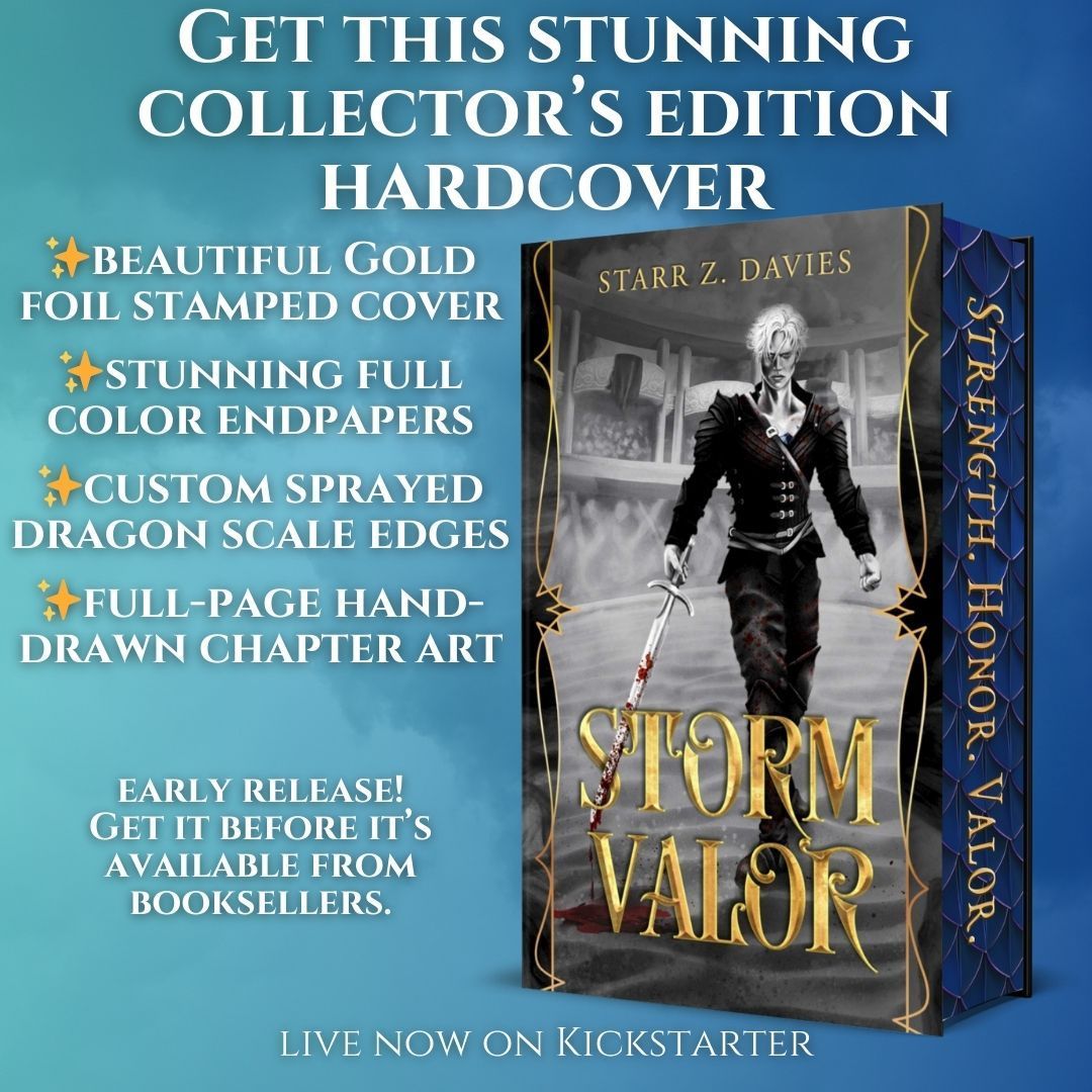 SZDavies's tweet photo. ⚡ FINAL HOURS!!! ⚡ Get a signed, early-release collector's edition of this brand NEW noblebright fantasy romance!

Preorder https://t.co/QmxJbUgfSW

#stormvalor #noblebright #Kickstarterbooks #specialeditionbooks #fantasybooks #fakerelationship #friendstolovers #slowburnromance https://t.co/bttiSjpKA7