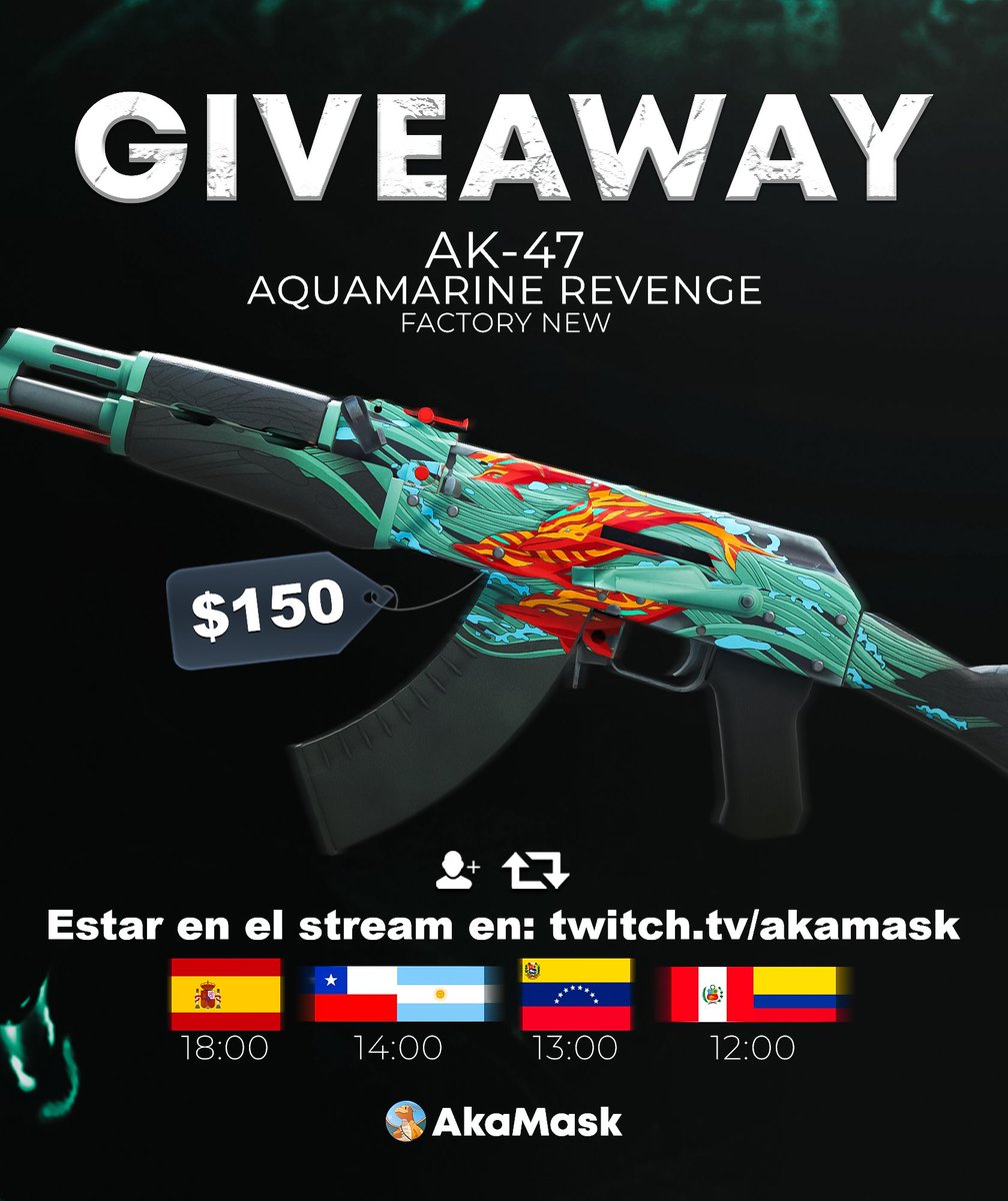 🎁SORTEO AK-47 AQUAMARINE

💰+$150

Requisitos:
✅Follow &amp; RT
✅Estar en el stream hoy

GL❤️
