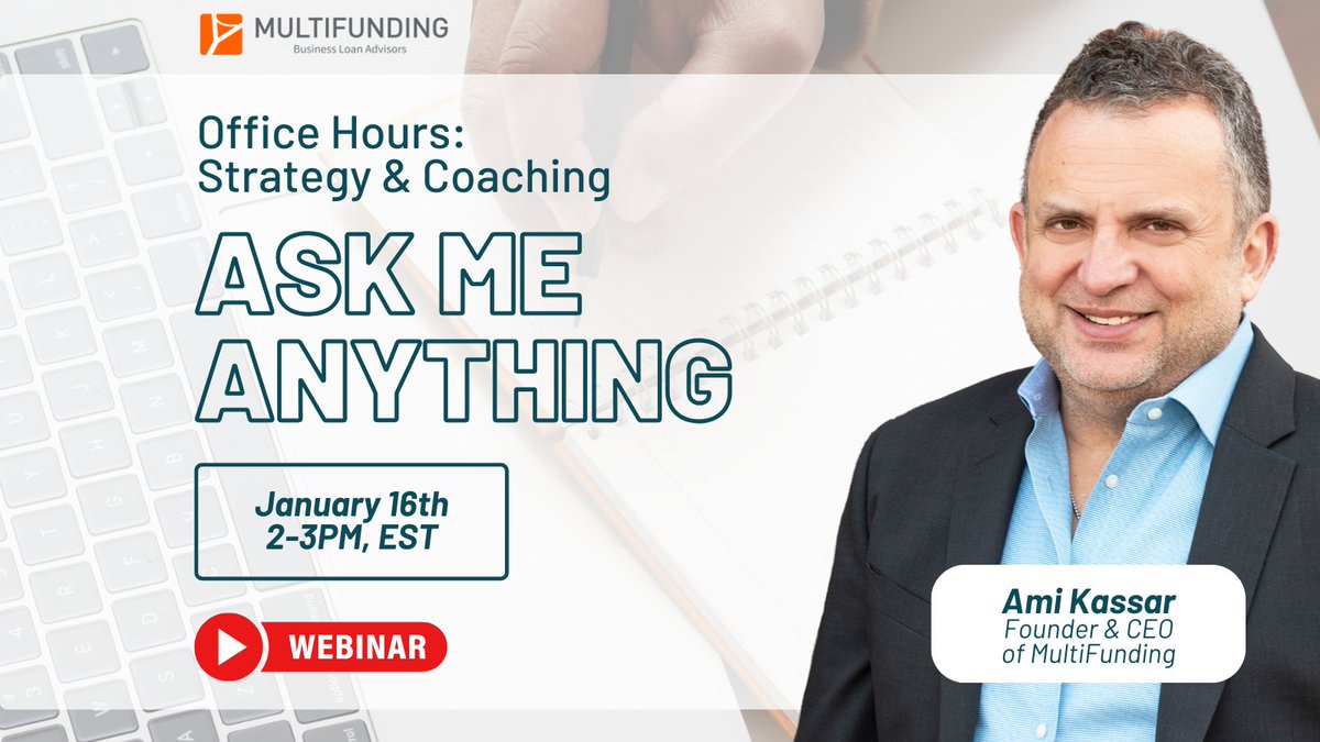 multifunding's tweet image. This Office Hours: Strategy &amp;amp; Coaching Session is a chance to ask @AmiKassar anything. The objective is to guide entrepreneurs to think through their growth goals and to set a plan in action to reach them.
bit.ly/3PpLrF6
#Entrepreneurship #BusinessGrowth #StrategySession