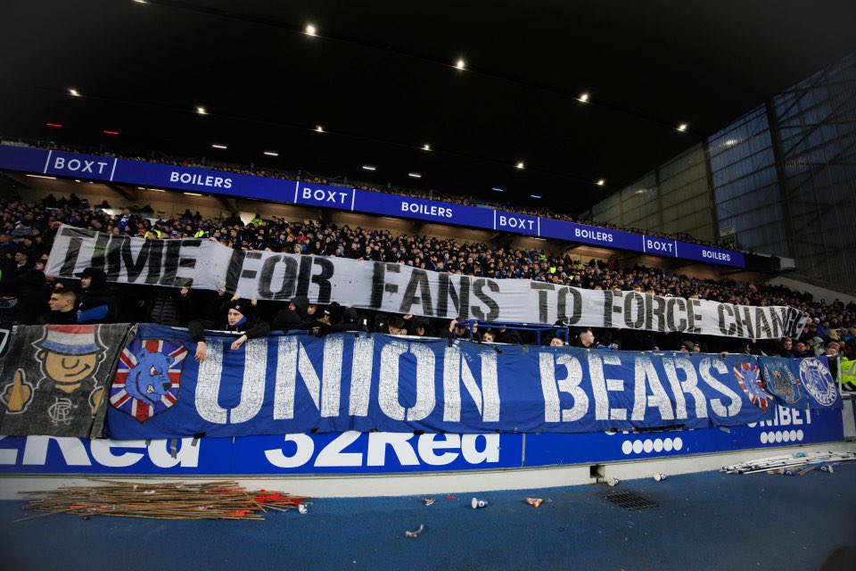 2014 - UB were criticised by the support for booing Charles Green whilst he gave a nauseating speech to Ibrox Stadium who applauded him.

2015 - UB were criticised by the support for protesting against Mike Ashley.

2025 - UB are again criticised by the home support for