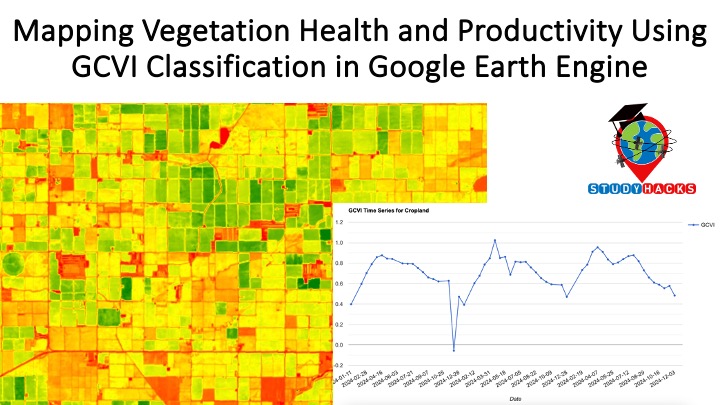 GISRSStudyHacks's tweet photo. Mapping Vegetation Health and Productivity Using GCVI Classification in Google Earth Engine
Tutorial Link: https://t.co/YzWhcW6ttk
#PrecisionAgriculture
#sustainablefarming
#VegetationMonitoring
#EnvironmentalScience
#ClimateChange #DataVisualization
#MachineLearning https://t.co/33Uo1uYiOP