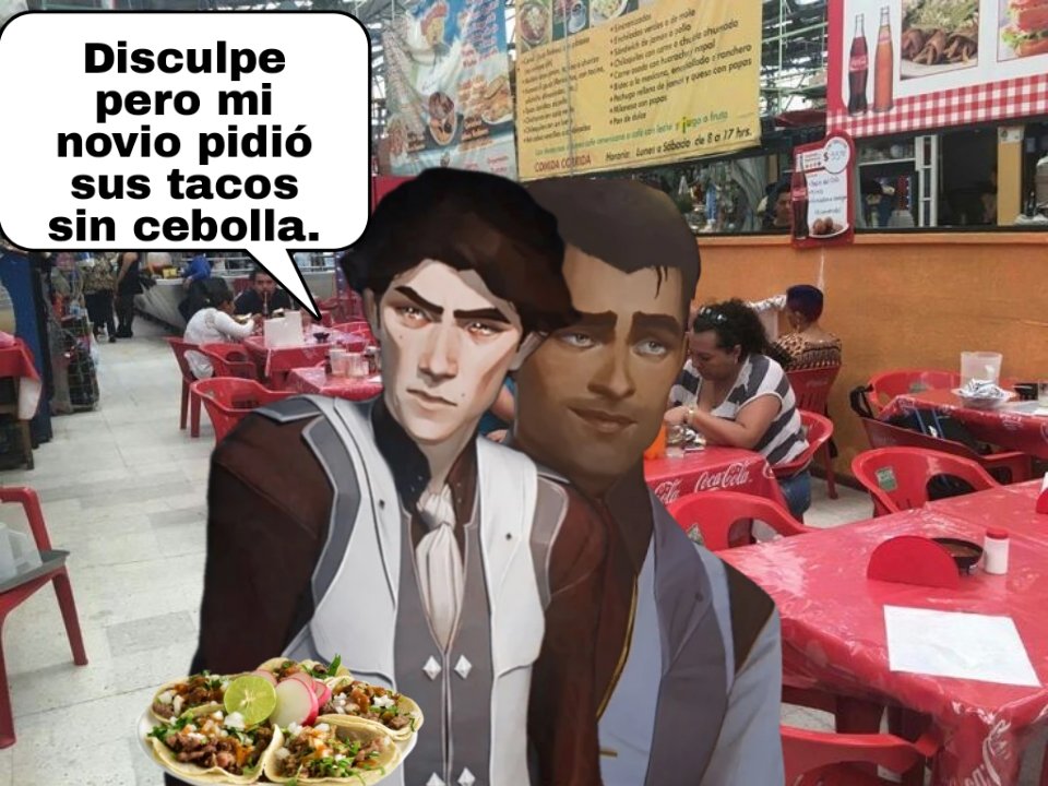 MoonLighsr's tweet photo. Jayce: Le dije sin cebolla pero aún así le puso 

Viktor: Pues dile

Jayce: No, que pena. Se esforzó, así hay que dejarlo.

Viktor: Nel. https://t.co/6uU2elQVSI