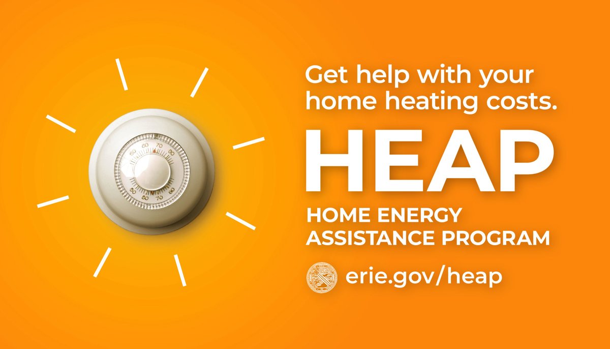 🌡️ Need a hand with your home heating costs? HEAP can help. Be warm this winter!

More information at: erie.gov/heap

Cc: <a href="/ECSocServices/">Erie County Department of Social Services</a>, <a href="/ECSeniorSvcs/">Erie County Seniors</a>