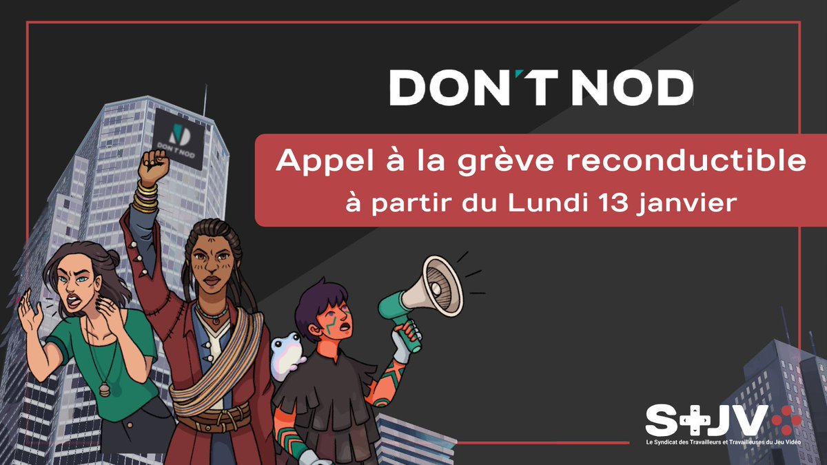 🔴✊🌪️ Plan de licenciements à Don’t Nod : appel à la grève reconductible à partir du lundi 13 janvier. 

Notre appel ⤵️
stjv.fr/2025/01/dont-n…