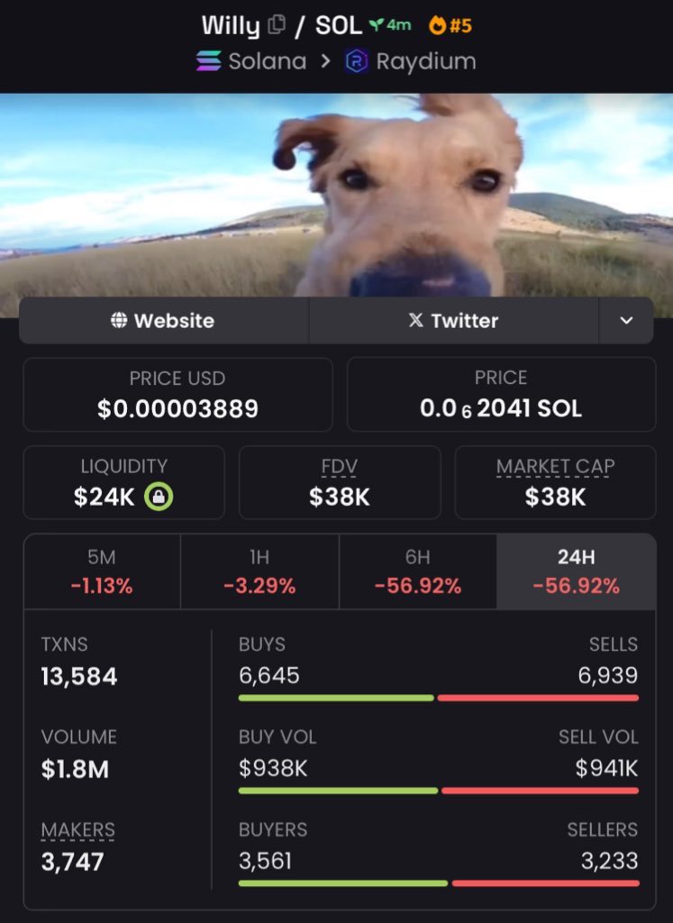 rick_xq's tweet photo. Called $Willy at $38K market cap in my private telegram. https://t.co/trRz4tx1J4