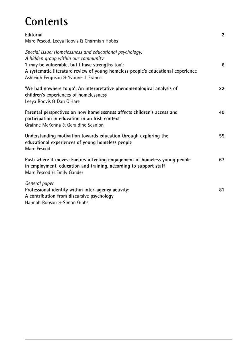 BPS DECP (@decpofficial) on Twitter photo This special issue of ECJ brings together research on child and youth homelessness, an area that has received relatively little academic attention, particularly in the UK.
Take a look at some of the fantastic articles.
<a href="/BPSOfficial/">British Psychological Society</a>
#twittereps
explore.bps.org.uk/content/bpsecp… This special issue of ECJ brings together research on child and youth homelessness, an area that has received relatively little academic attention, particularly in the UK.
Take a look at some of the fantastic articles.
<a href="/BPSOfficial/">British Psychological Society</a>
#twittereps
explore.bps.org.uk/content/bpsecp…