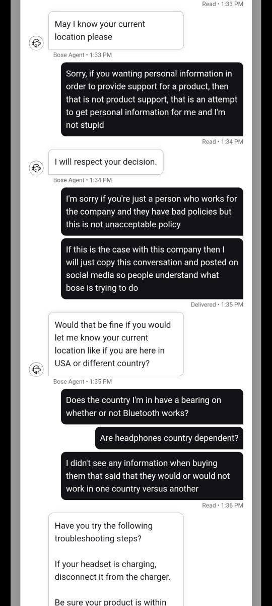 LuminariaNews's tweet photo. @BoseService is this normal for you guys to attempt to do a personal info grab in order to give product support? Super shady... https://t.co/QG98ctJAPr