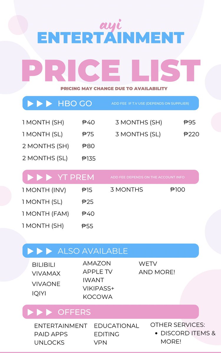 ayikiso's tweet photo. premium accounts ph for s4le 

NETFLIX
YOUTUBE
SPOTIFY
DISNEY
PRIME VIDEO
CANVA PRO/EDU
VIU
QUIZLET 
PICSART
VIKI PLUS
MATHWAY  
HBO MAX
QUILLBOT
REMINI WEB
MICROSOFT 365
 VIVA MAX &amp; VIVA ONE

wtb wts lfb lfs lf fs prem client avail sunday pasok bukas https://t.co/he4FYzNVby