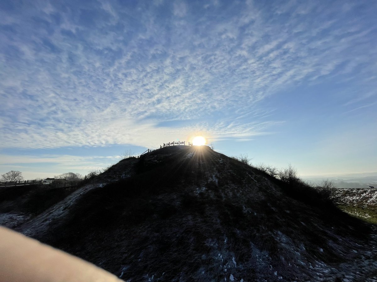 PontePython's tweet image. Eva at Sandal Castle with Emley Moor Tower in the background ❤️