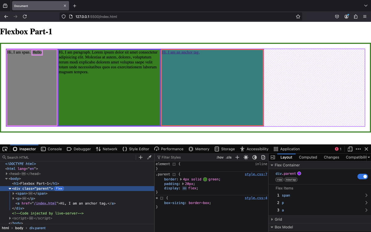 ArashadAhamad10's tweet photo. Post 1:
Day 23 of #100DaysOfCode
Learning #CSS3
Covered Today: Flexbox - Part 1
✅ width: max-content;
✅ width: min-content;
✅ display: flex;
✅ Flex container, flex item, direct child
✅ Understood Flexbox shrink behavior
✅ Base size &amp; content size
✅ Firefox DevTools
#webdav https://t.co/7jtwDYtU4i