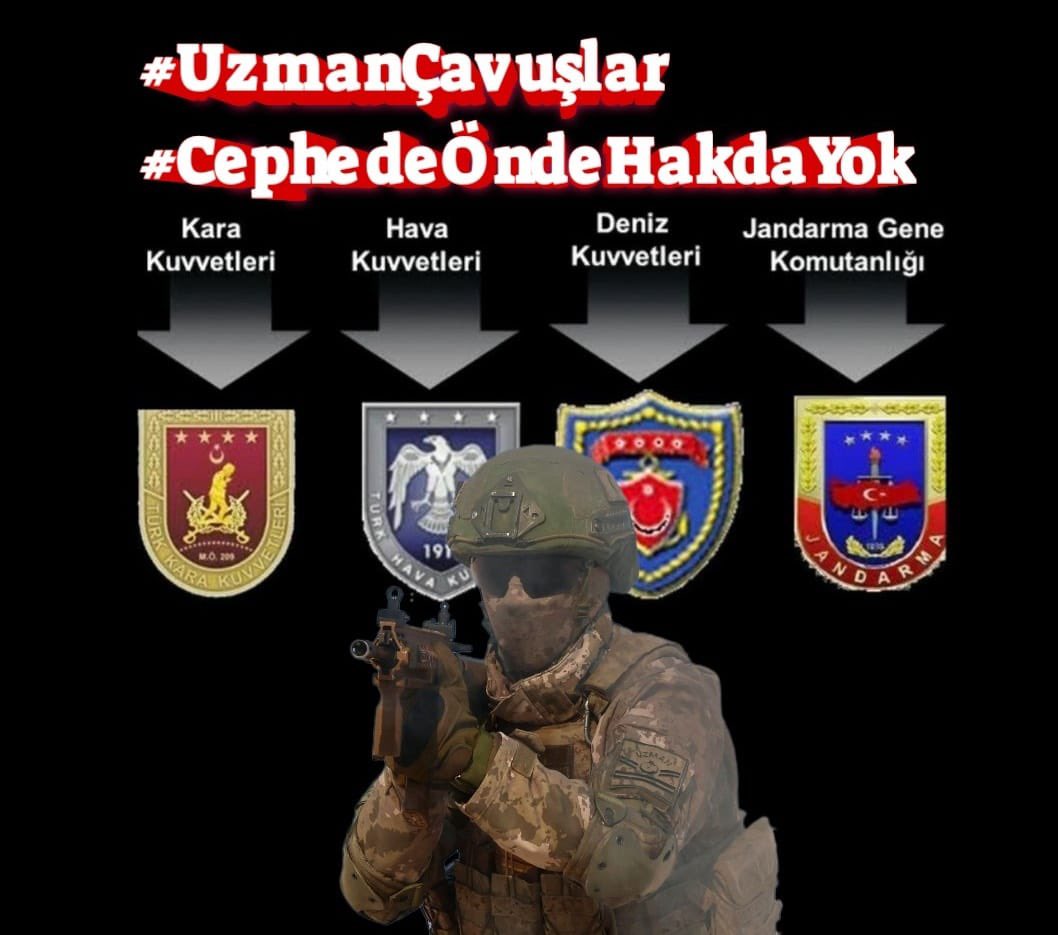 Bizler vicdanımızı merhametimizi Milletimizden aldık
Onların duasıyla kahramanca görev yapıyoruz
Mesleki gelecekten endişe duymak istemiyoruz
Kahraman Uzman Çavuşlara Kadro elzemdir
Kahramanların mesleki endişeyi giderin

Türk Milleti'nin vicdanında da derin yara açan,Kahraman