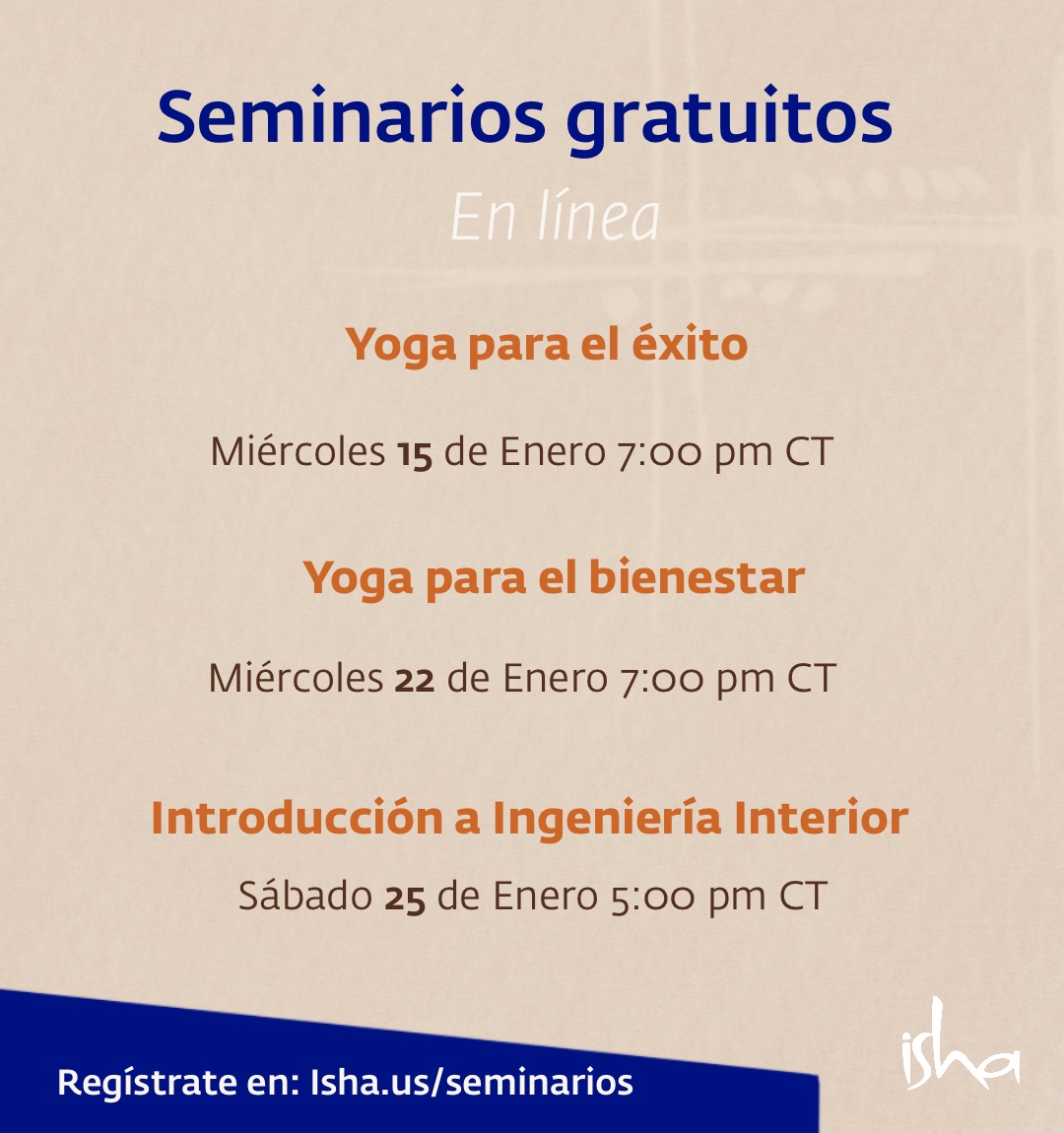 SJV_Espanol's tweet image. ¿Quieres hacer de 2025 un gran año?
Aprende sencillas prácticas de yoga para potenciar tu éxito y bienestar.
Regístrate ahora: isha.us/seminarios
#sadhguruespañol #propósitosdeañonuevo #exito #bienestar #SaludMental