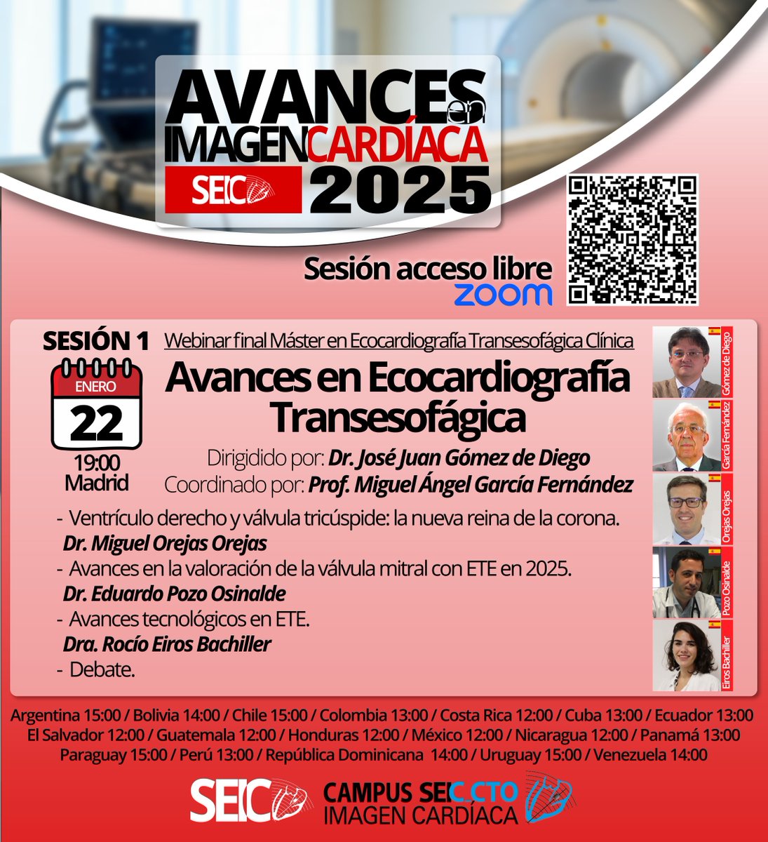 Avances en Ecocardiografía Transesofágica
Sesión gratuita organizada por la SEIC
👨‍💻 buff.ly/415AyPH ◀️
¿Te has inscrito ya? ⤴️
¿Te la va a perder?