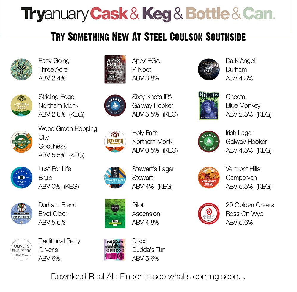 CoulsonSteel's tweet photo. We're open 2pm-10pm today for your relaxed Sunday tasty tipples. Pop in your local (even if you're doing Dry January - we have two AF beers on draught) #realale #craftbeer #realcider #afbeer #alcoholfree #tryanuary https://t.co/gl72MVHJK5