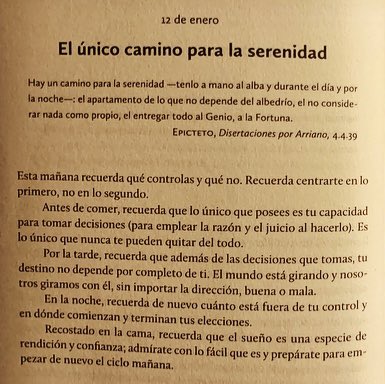 La importancia de enfocar la energía en aquello que está bajo nuestro control y a aceptar con serenidad lo que no lo está. 

El único camino hacia la serenidad es dominar con maestría el arte de la práctica diaria de la atención, la aceptación y la autoconsciencia. #Ítaca