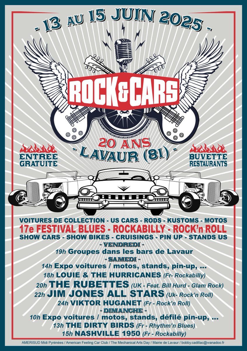 BobbyCadillac's tweet photo. Festival Rock'&amp;'Cars 2025 #rockncars #rockandcars #concert #rock #rockabilly #rocknroll #blues #bluesrock #uscars #moto #harleydavidson #vintage #pinup #toulouse #hotrod #garage #country #midipyrenees #lavaur #cadillac #chevrolet #buick #dodge #ford #rod #trike #festival https://t.co/oWRHwndHFd