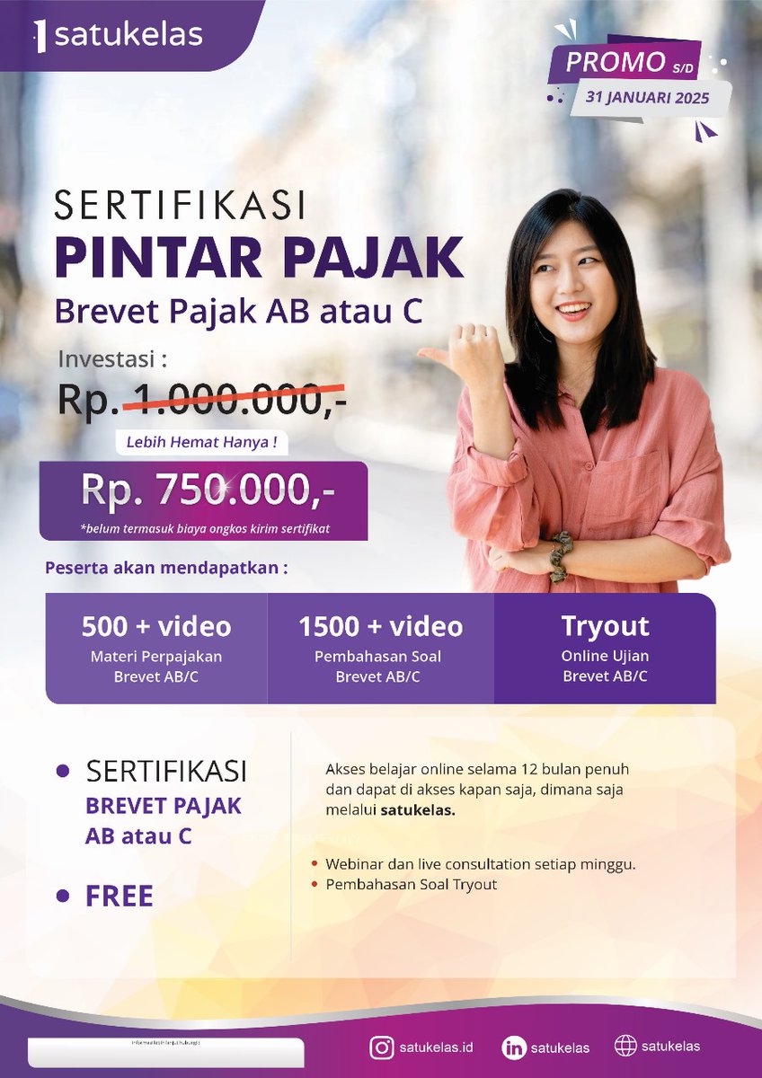 EndaScounDrel's tweet photo. @worksfess bagi yang mencari sertifikasi pintar pajak Brevet AB atau C . lagi promo hanya 750k sampai akhir bulan. yuk ajak temen temen nya untuk Whatsapps ke https://t.co/k729VqPQmA terima kasih https://t.co/fhwreW21Fw