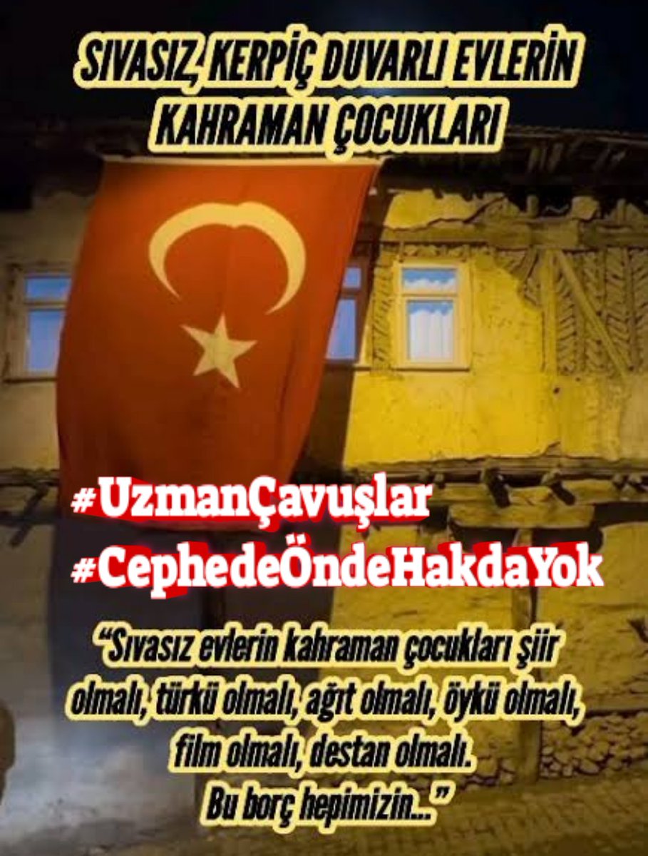 KEŞKE YIPRANAN SADECE GİYSİLER OLSA.....
#UzmanÇavuş'lar 39 YILDIR ÖZLÜK HAKLARININ DÜZELTİLMESİNİ BEKLİYOR. Sayın Devlet Büyüklerimiz.01T78
#CephedeÖndeHakdaYok
<a href="/alitilkici38/">Ali Tilkici 🇹🇷</a> <a href="/RTErdogan/">Recep Tayyip Erdoğan</a> <a href="/TBMMresmi/">TBMM</a> <a href="/TBMMGenelKurulu/">TBMM Genel Kurulu</a>