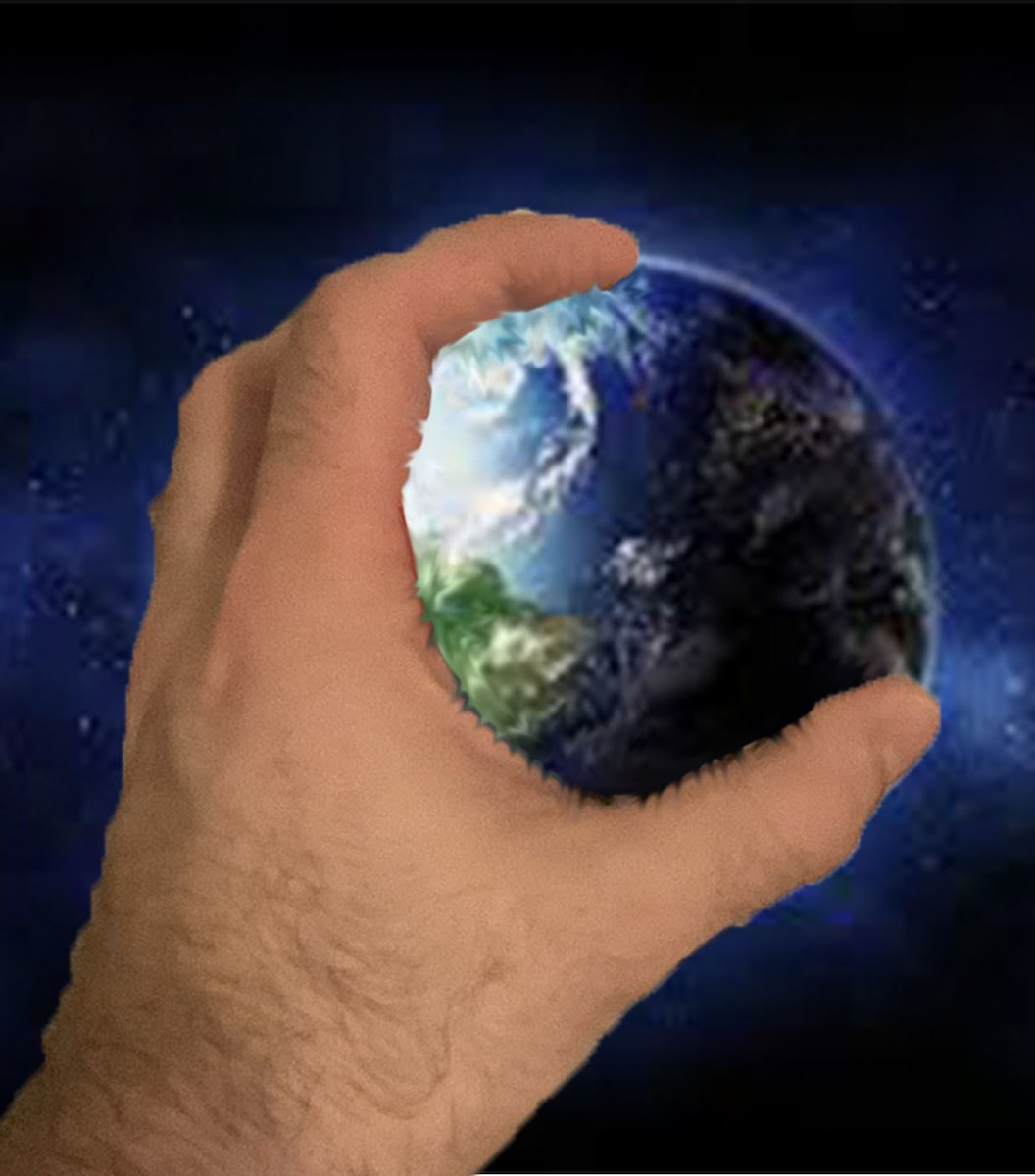 ApprochingThe's tweet photo. When they said “it’s in gods hands now” they probably didn’t expect a literal hand to hold the earth moments latter 😈 https://t.co/uypYiWUjGE