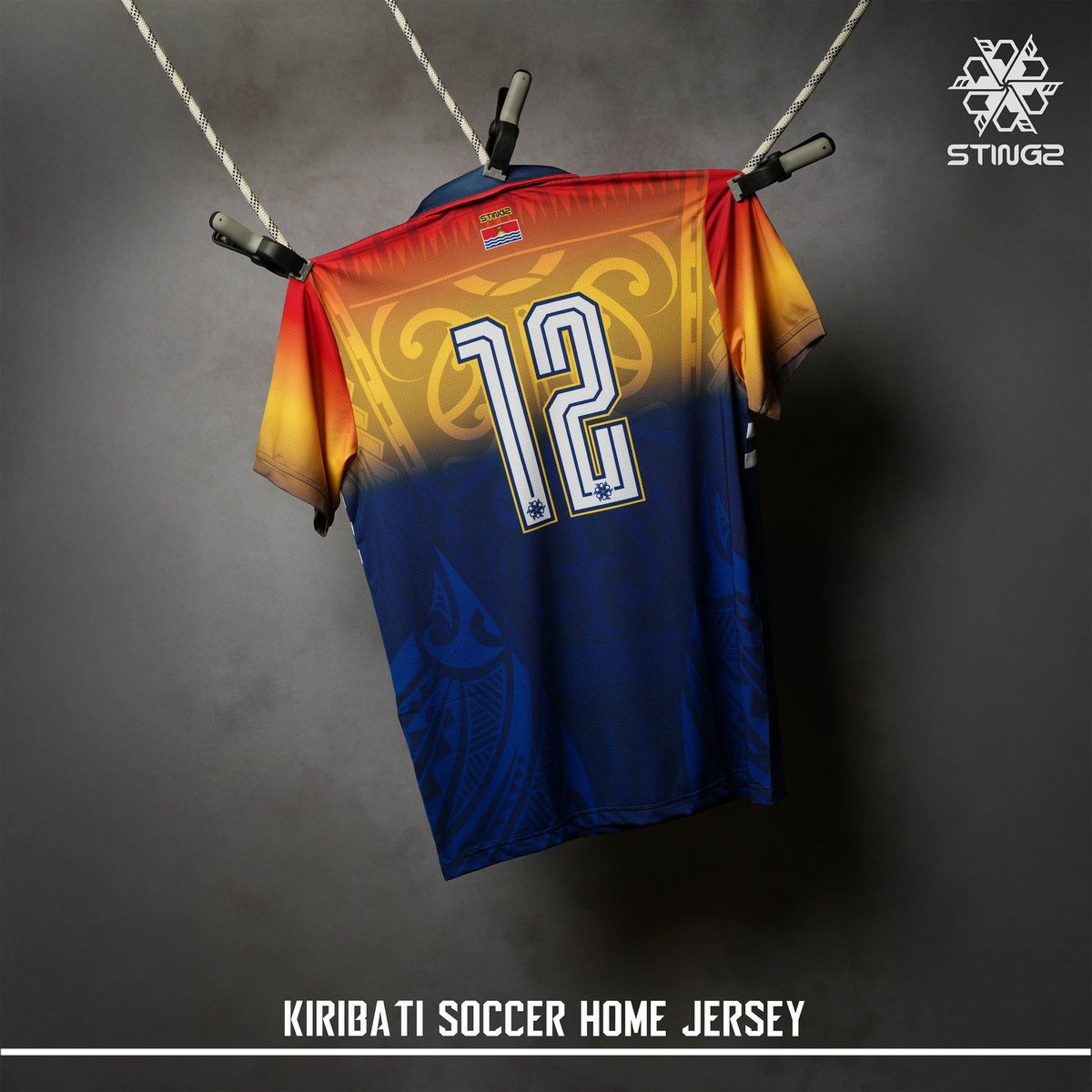 Stingz™️ is pleased to unveil the official Kiribati Islands Football Federation (KIFF) home jersey for 2025! 🇰🇮

The new home jersey is inspired by Kiribati’s national flag, with a red shoulder and upper chest panel transcending into an orange sunset hue, white waves in the mid