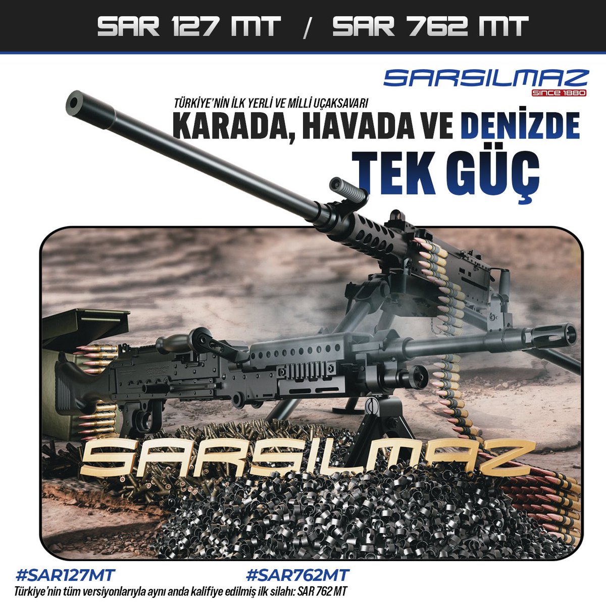 SAR 127 MT SAR 762 MT SARSILMAZ, tüm teknik veri paketini özgün