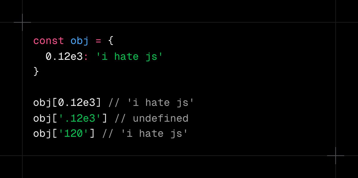 aidenybai's tweet image. apparently JavaScript coerces numeric property types... cursed behavior