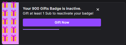 LiBrizziTV's tweet photo. I encountered this weird issue where someone at Twitch thought this would be a good idea to remove gift badges from people who have earned them. This should never happen... people who have earned their badges on any channel should have the option to turn them on or off at will. https://t.co/ee3rtwd3um
