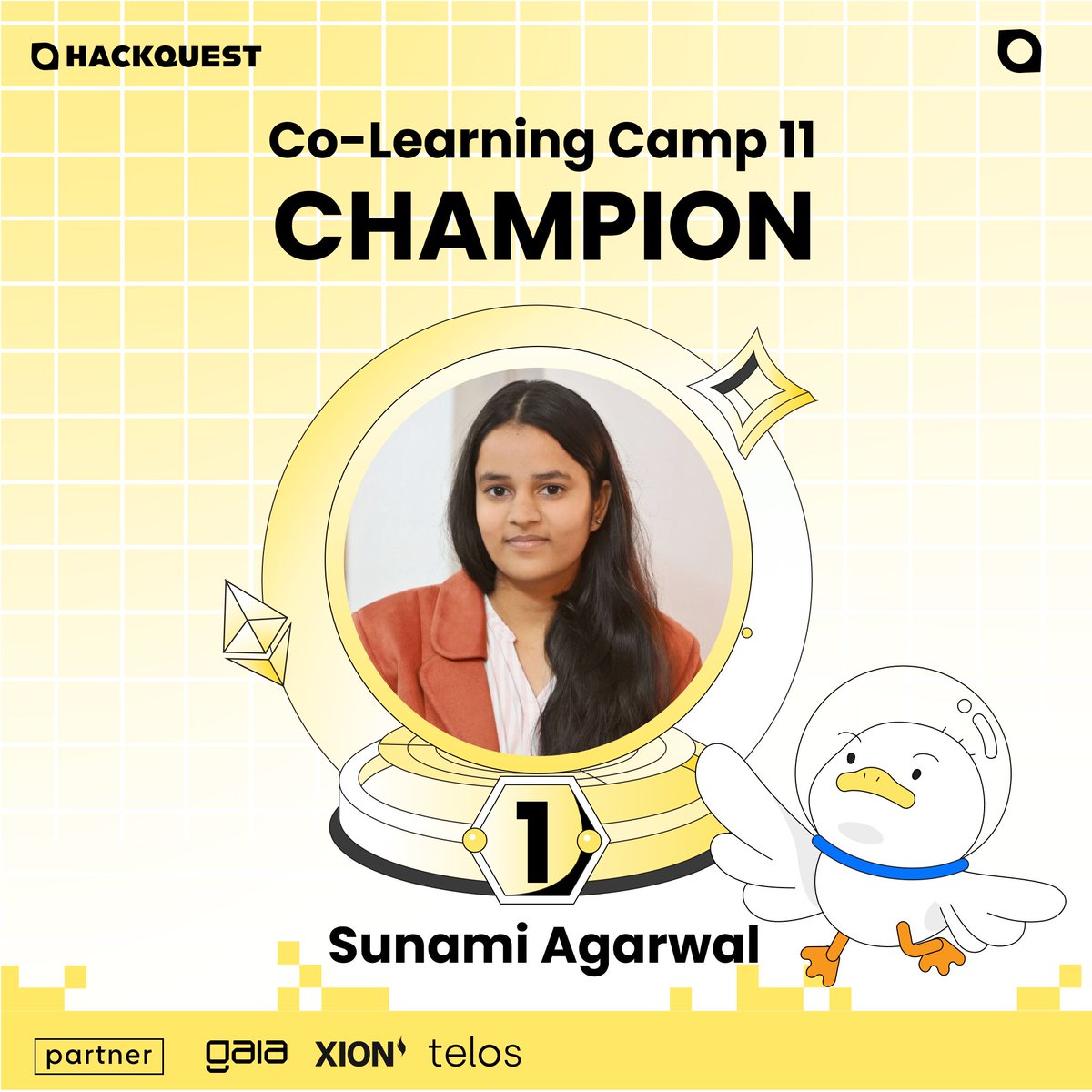 HackQuest_'s tweet photo. Wrapped up our co-learning camp 11 🙌

Congrats to our top grads:
🥇 @SunamiAgarwal
🥈 @soumyodeep_das
🥉 @DHRUVPANCH3701

This co-learning camp saw 280+ applications and 50+ graduates 👥
Shoutout to everyone who joined and BUIDL with us 💛
Stay tuned for co-learning camp 12 👀 https://t.co/L1TmQzrhJV