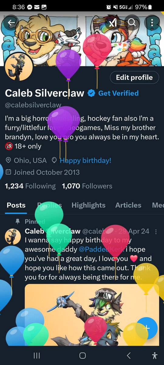 calebsilverclaw's tweet photo. My balloon day!! https://t.co/ZU0PQwPXG7