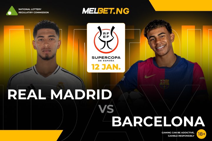 MelbetNigeria's tweet photo. 🇪🇸 #ElClasico is here! ⚡️ Who will take home the #SpainSuperCup? Drop your predictions below! 👇

Increase #WelcomeBonus up to 300000 NGN with #PromoCode 👉🏾 MELXNG

#FootballFever #LaLiga #SuperCup #HalaMadrid #ForzaBarca #RealBarcelona #RealMadridBarcelona https://t.co/As9eBMATcW