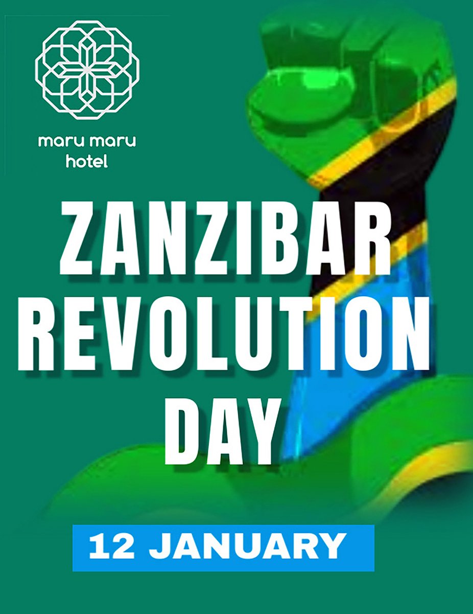 marumaruznz's tweet photo. Happy Zanzibar Revolution Day (Mapinduzi ya Zanzibar) from all of us at Maru Maru Hotel! 

#marumaruzanzibar #marumaru #mapinduzi #marumaruhotel #marumaru #zanzibar #revolutionday #celebratezanzibar https://t.co/f2ht69s0DS