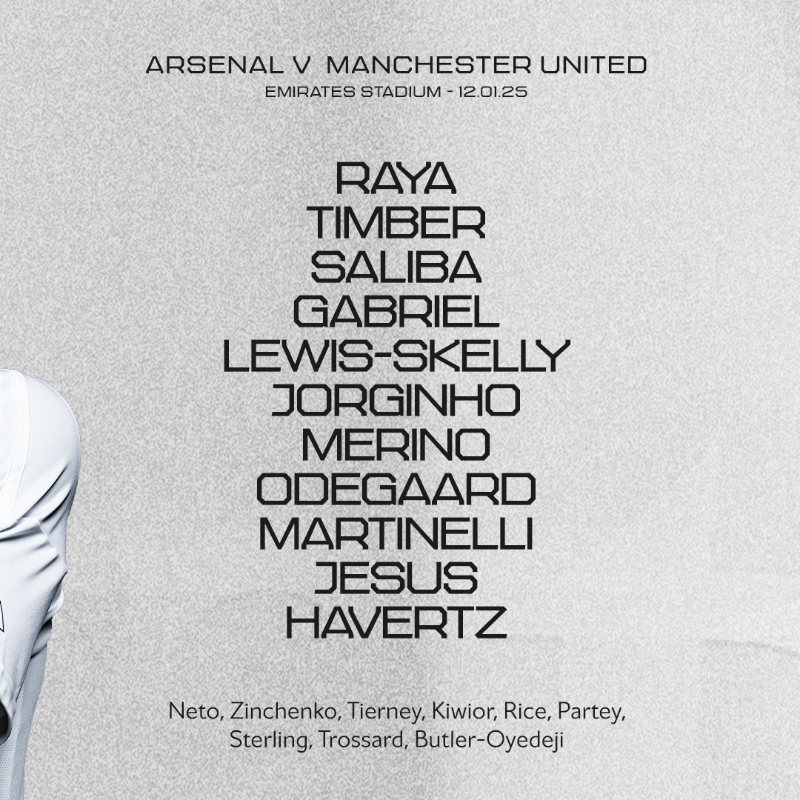 Arsenal's tweet photo. ⚪️ 𝗧𝗘𝗔𝗠𝙉𝙀𝙒𝙎 ⚪️

🪄 Lewis-Skelly retains place at left-back
🤝 Jorginho partners Merino
⚡️ Jesus on the wing

Let's give it everything we've got, Gunners ✊