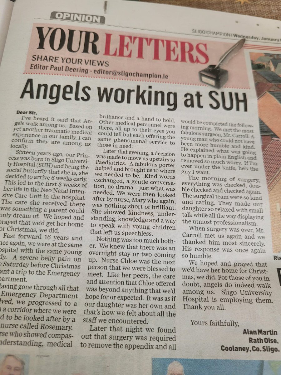 Alan, thank you for taking the time to acknowledge staff at #SligoUniversityHospital 🏥

#teamSUH &amp; #teamAngels