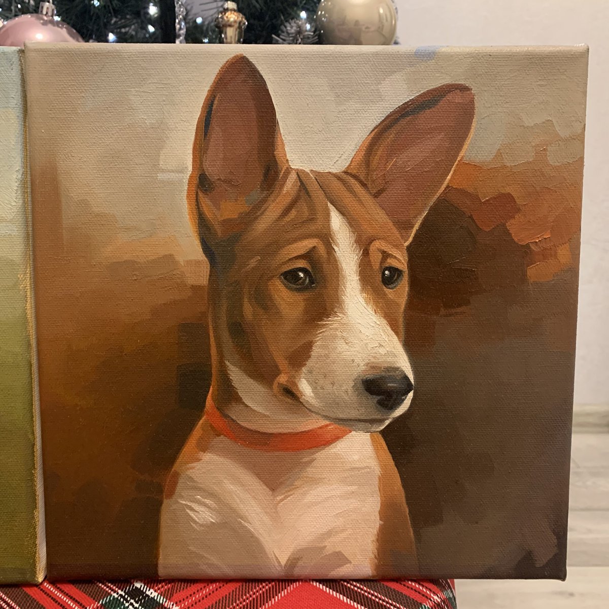 Pink_Liqueur_'s tweet photo. I painted the doggies in oil as a Christmas gift for my relatives 🎄⛄️✨ https://t.co/LCwYTTn0Kv