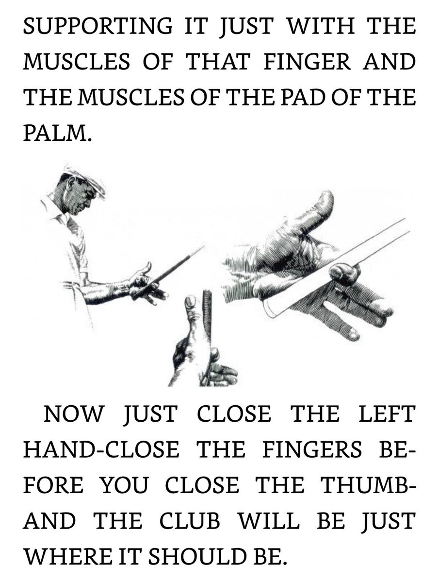 bsheridangolf's tweet photo. Ben Hogan in Five Lessons explains the lead hand in the golf grip. Not in the palm but under the heel pad. This will allow more control and keep the club more in the fingers.
#golflessons #benhogan #fivelessons #golfbook https://t.co/5sdcvLhwxT