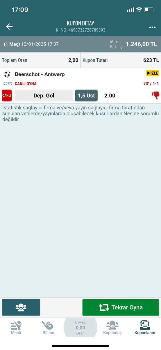 Antwerp aralarındaki son 7 maçın 6sını kazanmış 1’i berabere bitmiş. Zayıf rakibi karşında 2.golü bulabileceğini düşünüyorum. 
#Canlibahis #bahis #iddaatahmin